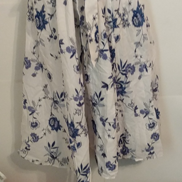 Blue White Floral Ethereal Fairy Lightweight Cotton Garden Milkmaid Shirt dress - Picture 5 of 13